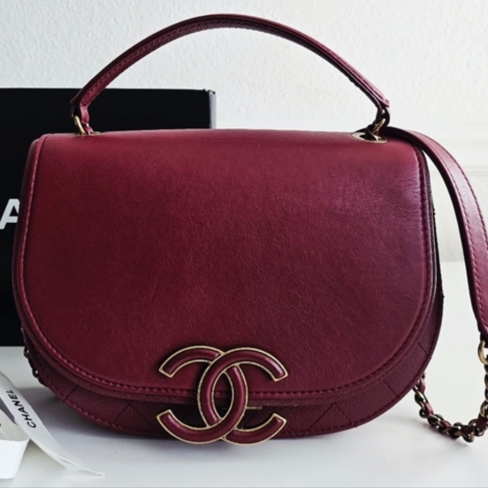 New Unused Chanel Bordeaux Coco Two-way Leather Bag